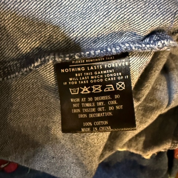 Lazy Oaf Denim Boxy T-Shirt Dress With Cherry Print - Picture 7 of 8